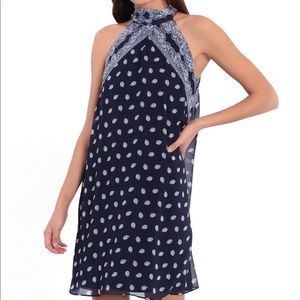 LONDON TIMES NWT BLUE/WHITE HALTER PAISLEY DRESS 6